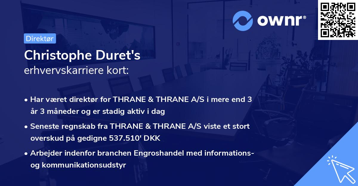 Christophe Duret's erhvervskarriere kort