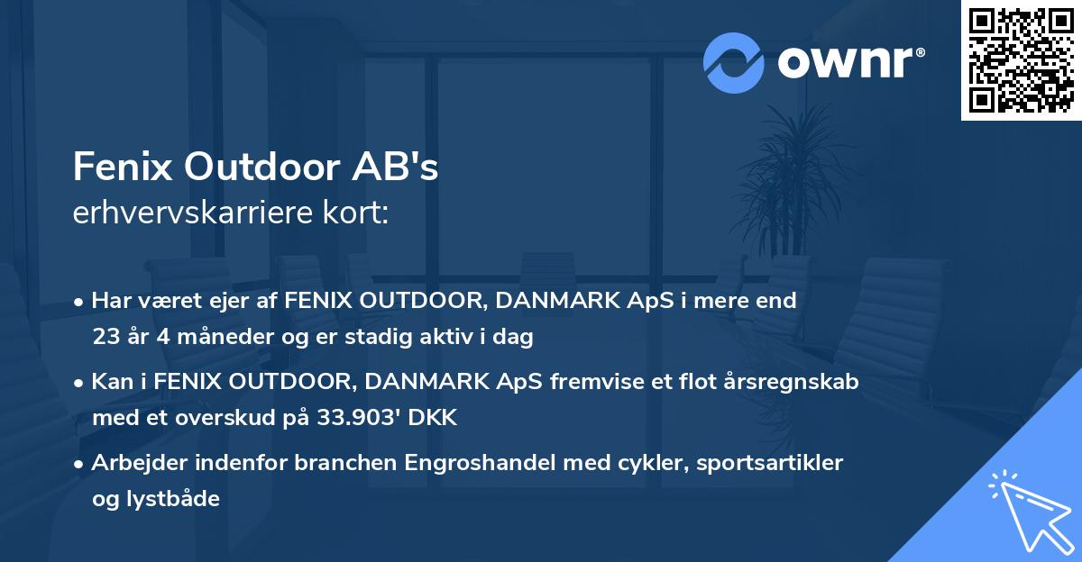 Fenix Outdoor AB's erhvervskarriere kort
