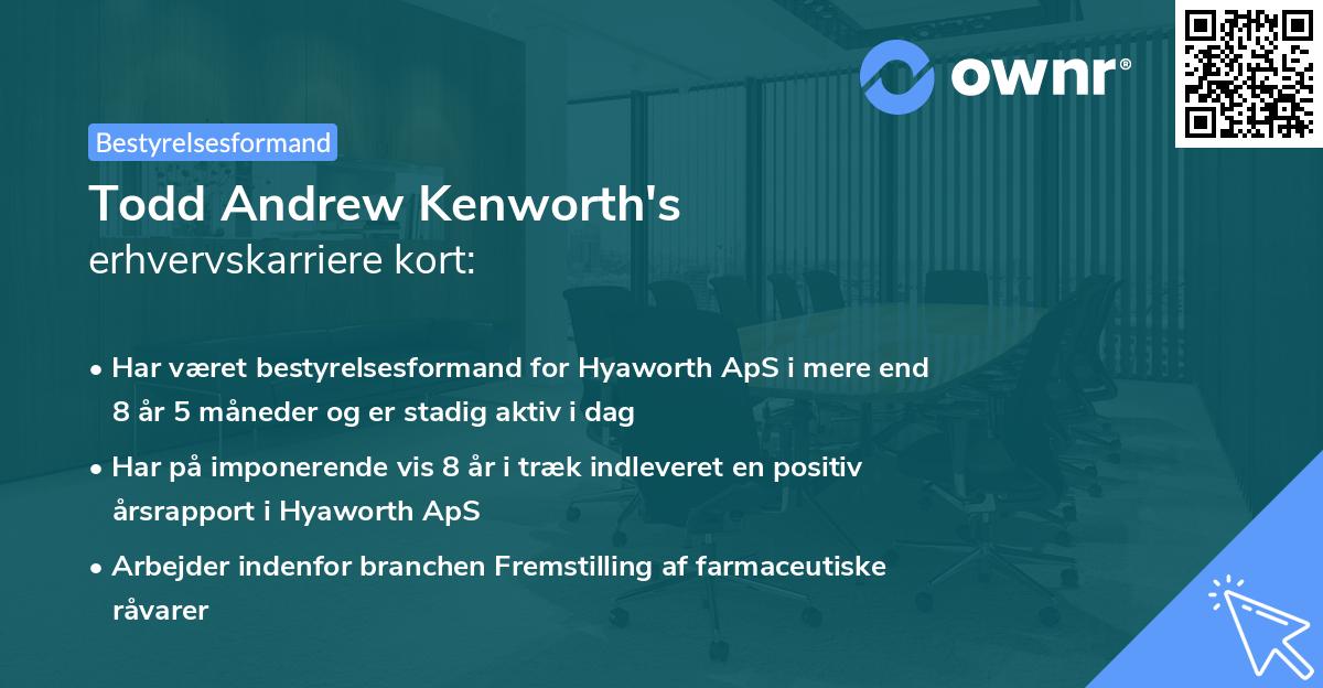 Todd Andrew Kenworth's erhvervskarriere kort
