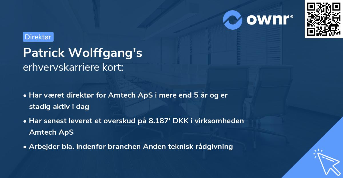 Patrick Wolffgang's erhvervskarriere kort