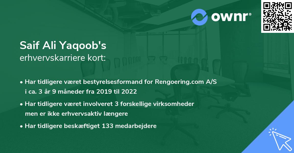Saif Ali Yaqoob's erhvervskarriere kort