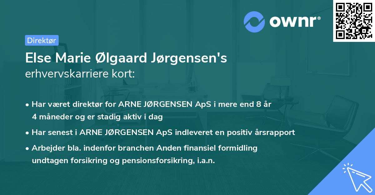 Else Marie Ølgaard Jørgensen's erhvervskarriere kort