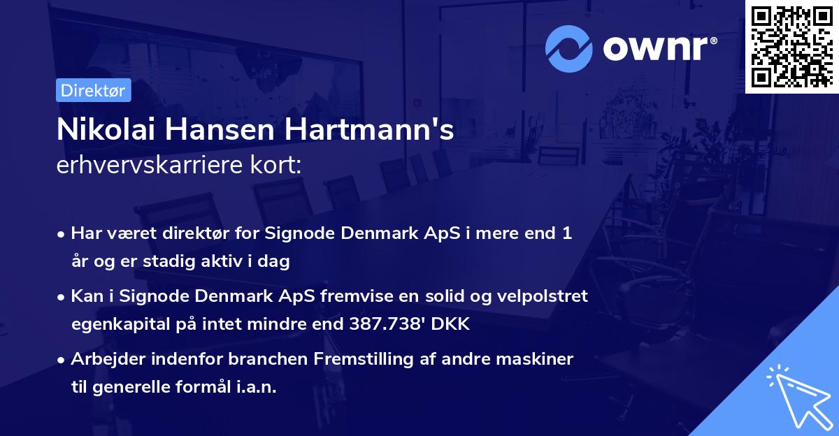 Nikolai Hansen Hartmann's erhvervskarriere kort