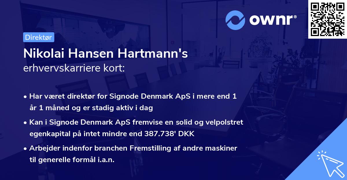 Nikolai Hansen Hartmann's erhvervskarriere kort