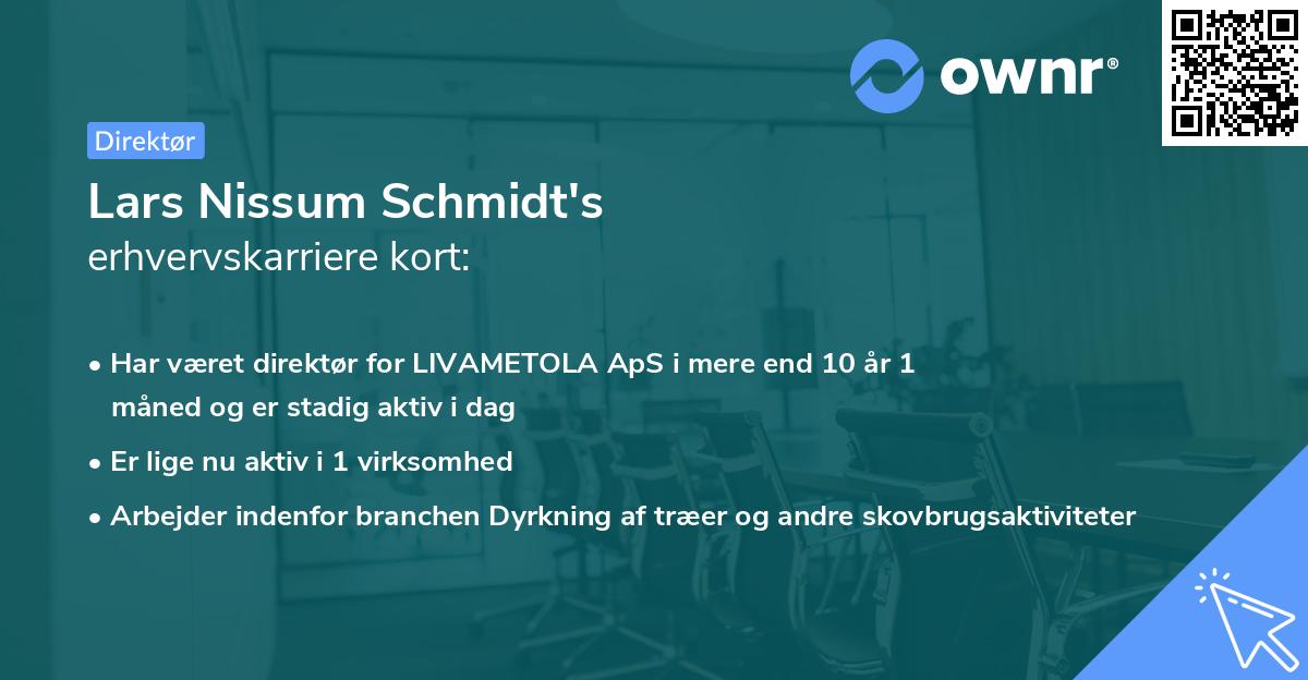 Lars Nissum Schmidt's erhvervskarriere kort