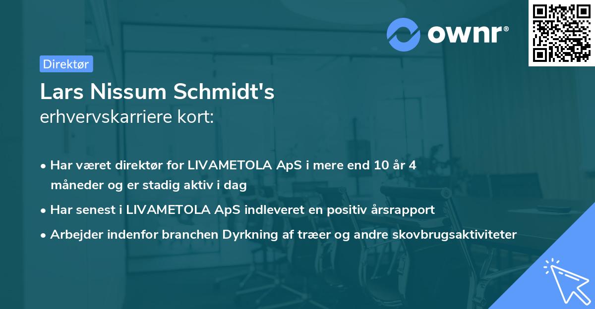 Lars Nissum Schmidt's erhvervskarriere kort