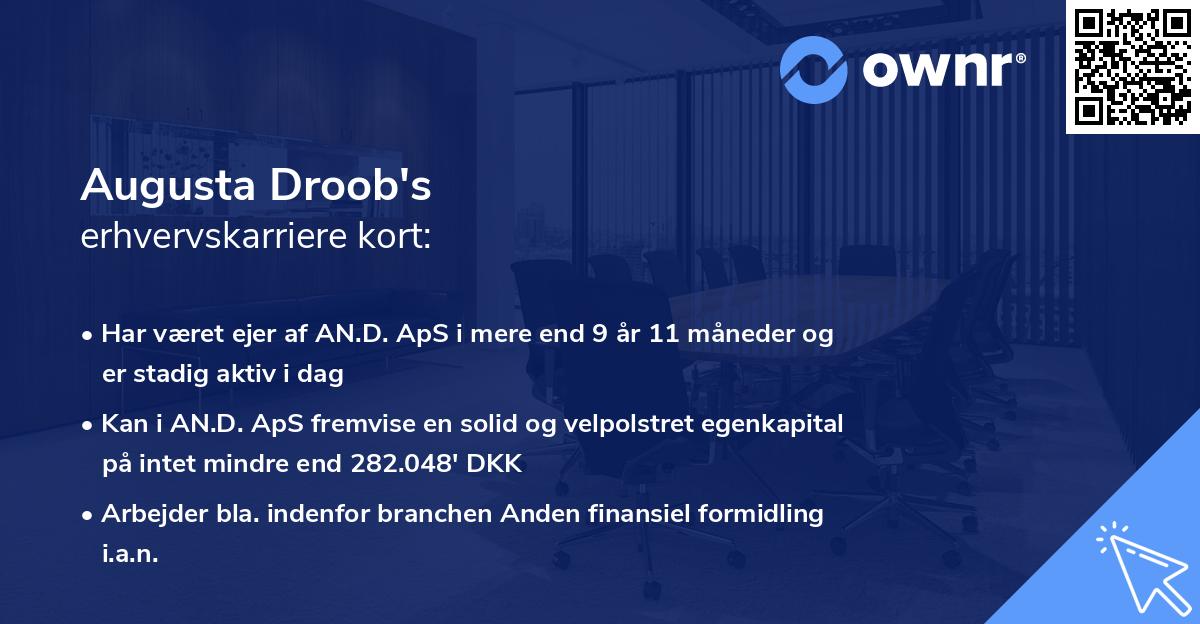 Augusta Droob's erhvervskarriere kort