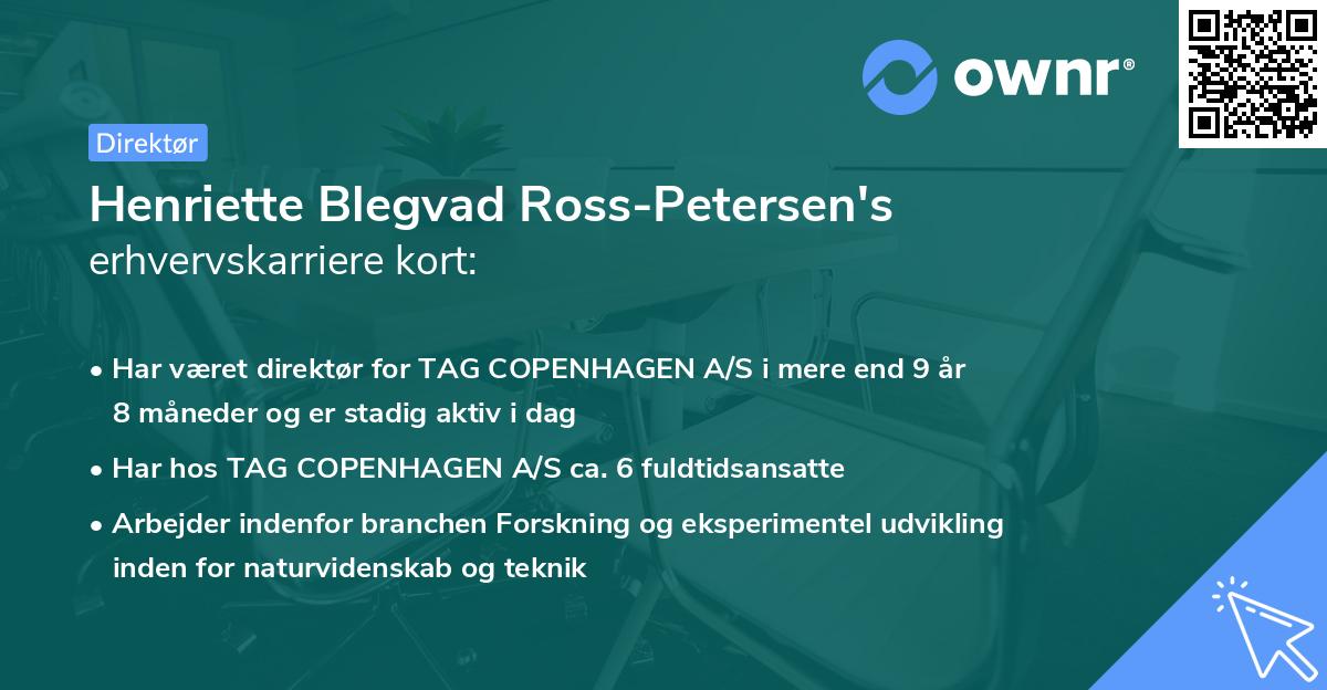 Henriette Blegvad Ross-Petersen's erhvervskarriere kort