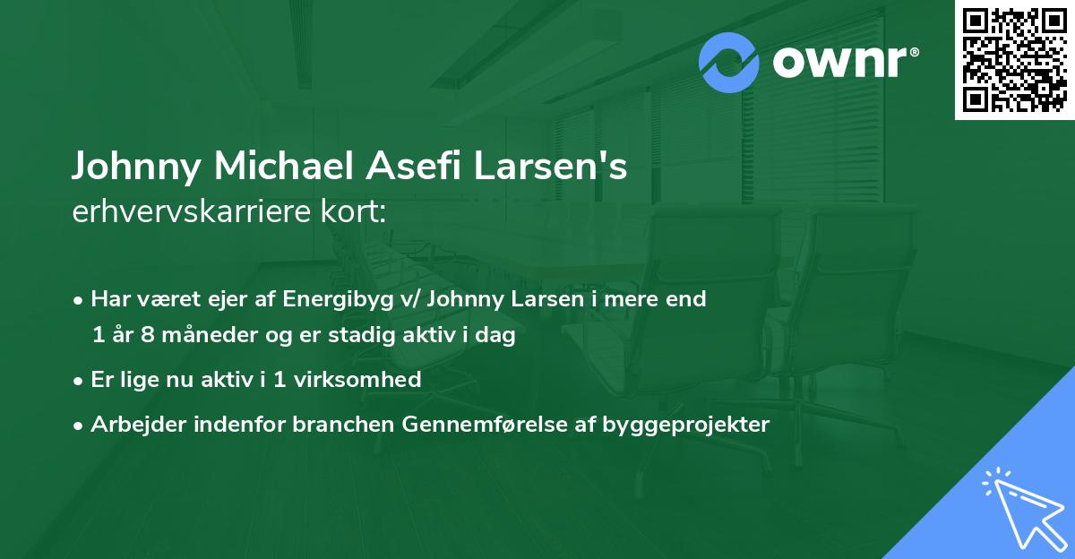 Johnny Michael Asefi Larsen's erhvervskarriere kort