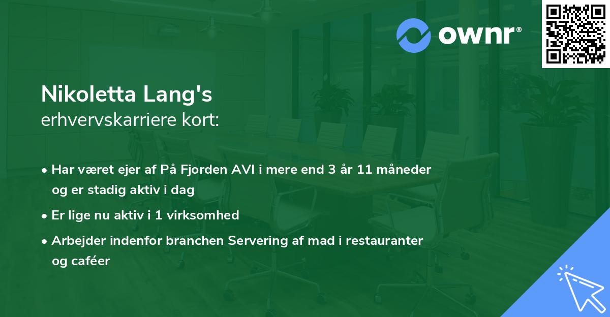 Nikoletta Lang's erhvervskarriere kort