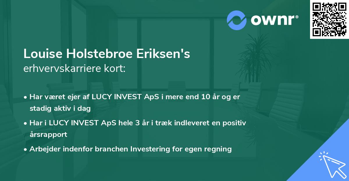Louise Holstebroe Eriksen's erhvervskarriere kort