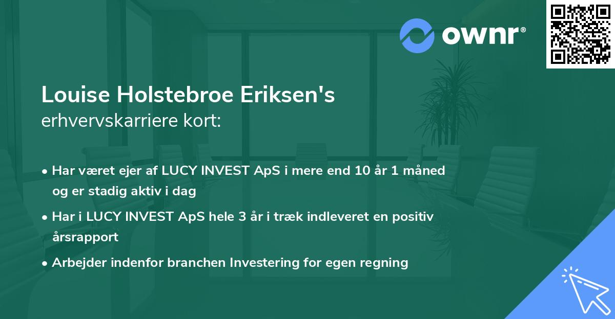 Louise Holstebroe Eriksen's erhvervskarriere kort