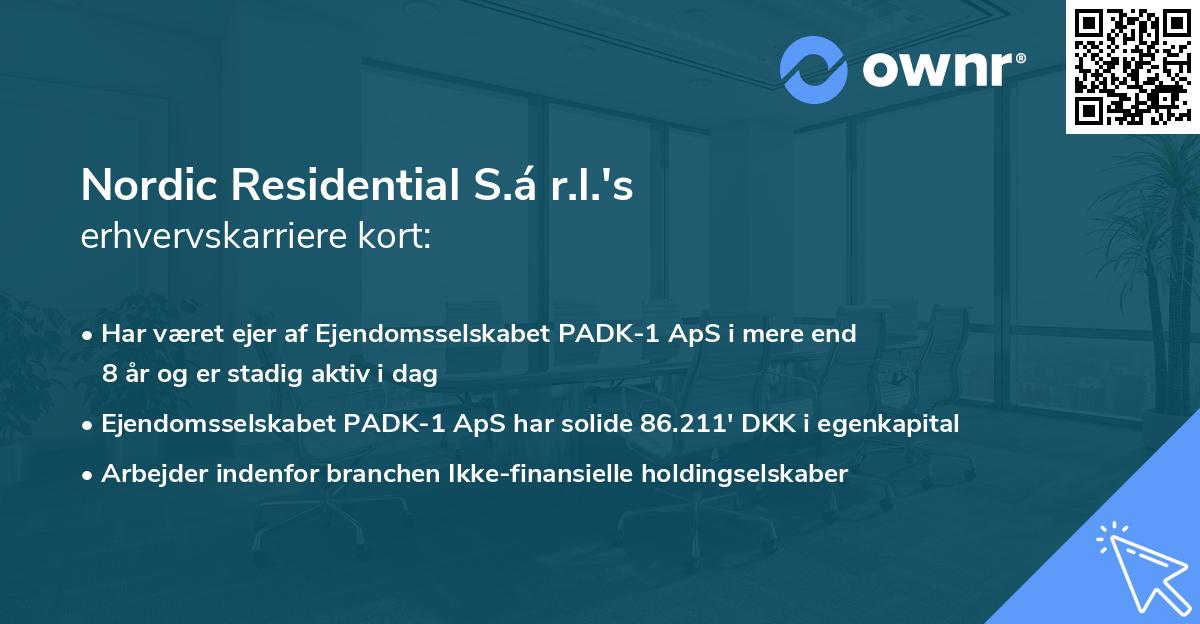 Nordic Residential S.á r.l.'s erhvervskarriere kort