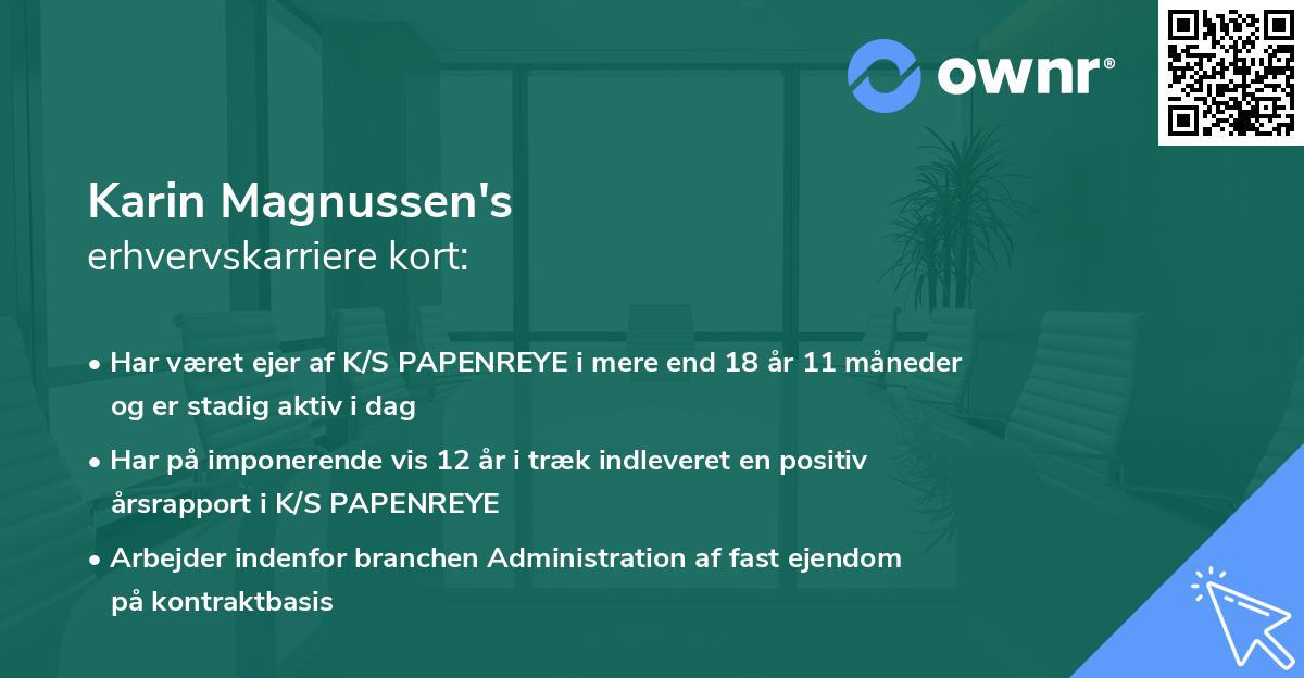 Karin Magnussen's erhvervskarriere kort