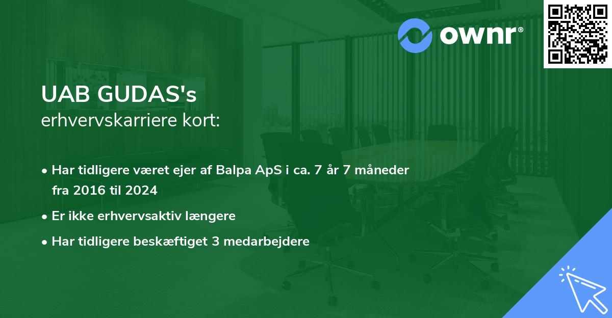 UAB GUDAS's erhvervskarriere kort