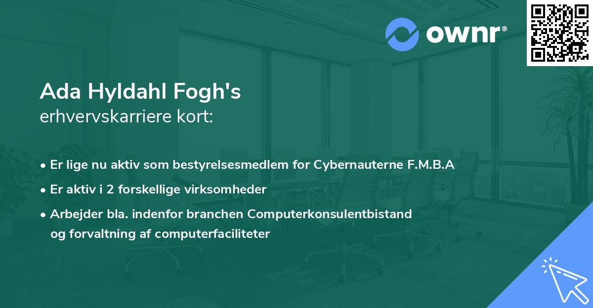 Ada Hyldahl Fogh's erhvervskarriere kort