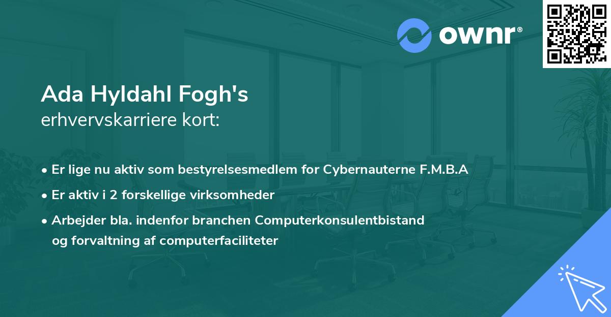 Ada Hyldahl Fogh's erhvervskarriere kort
