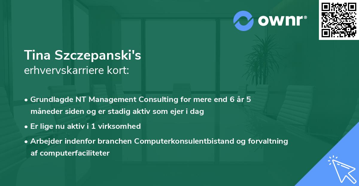 Tina Szczepanski's erhvervskarriere kort