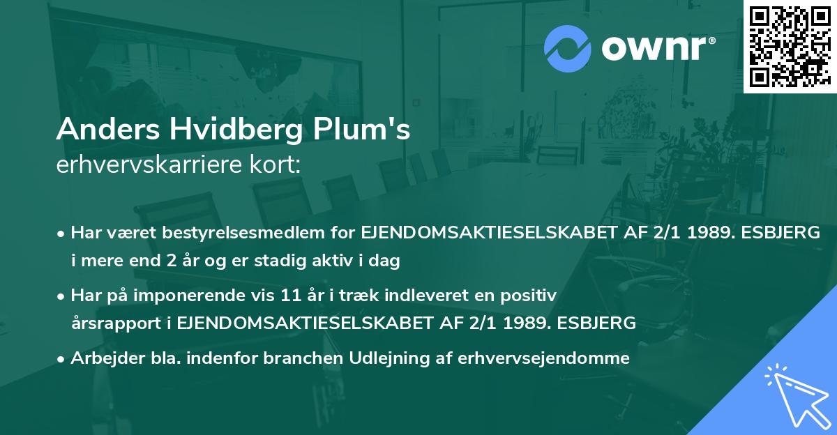 Anders Hvidberg Plum's erhvervskarriere kort