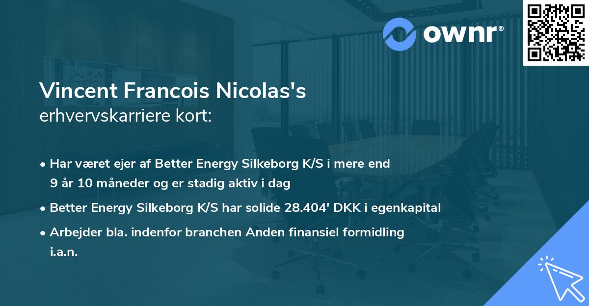 Vincent Francois Nicolas's erhvervskarriere kort