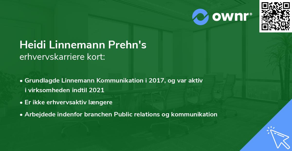 Heidi Linnemann Prehn's erhvervskarriere kort