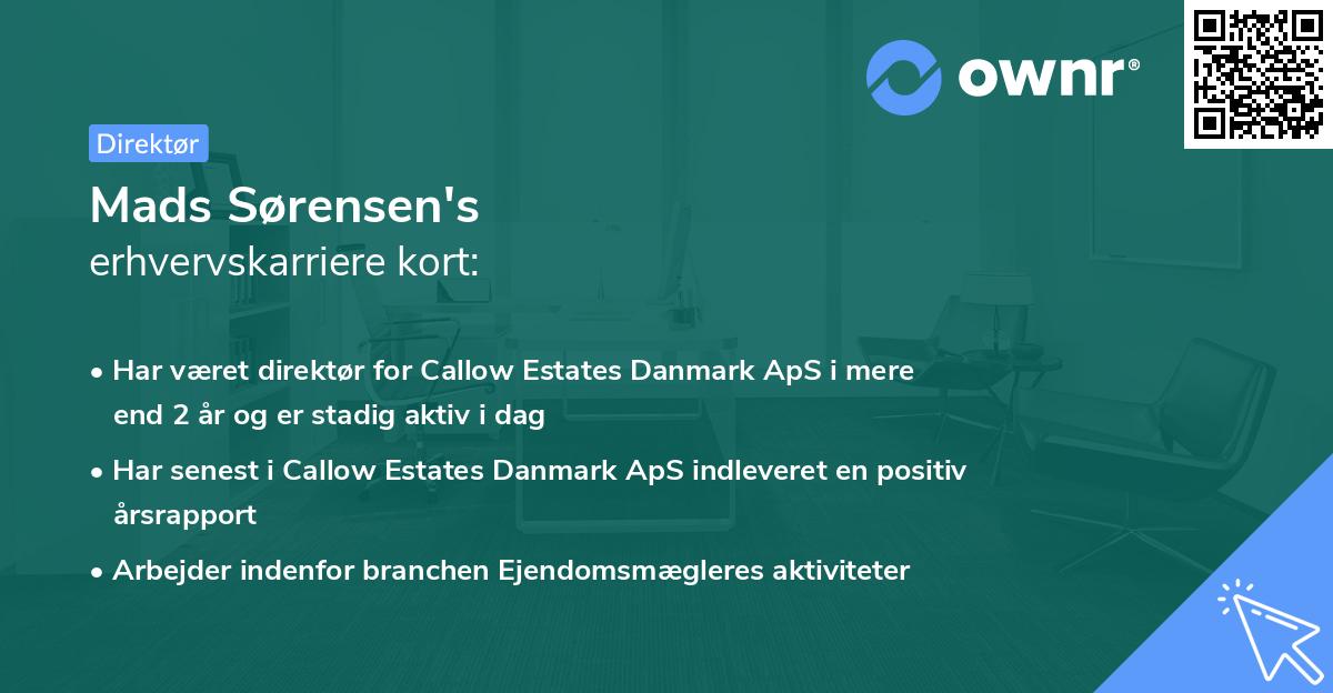 Mads Sørensen's erhvervskarriere kort