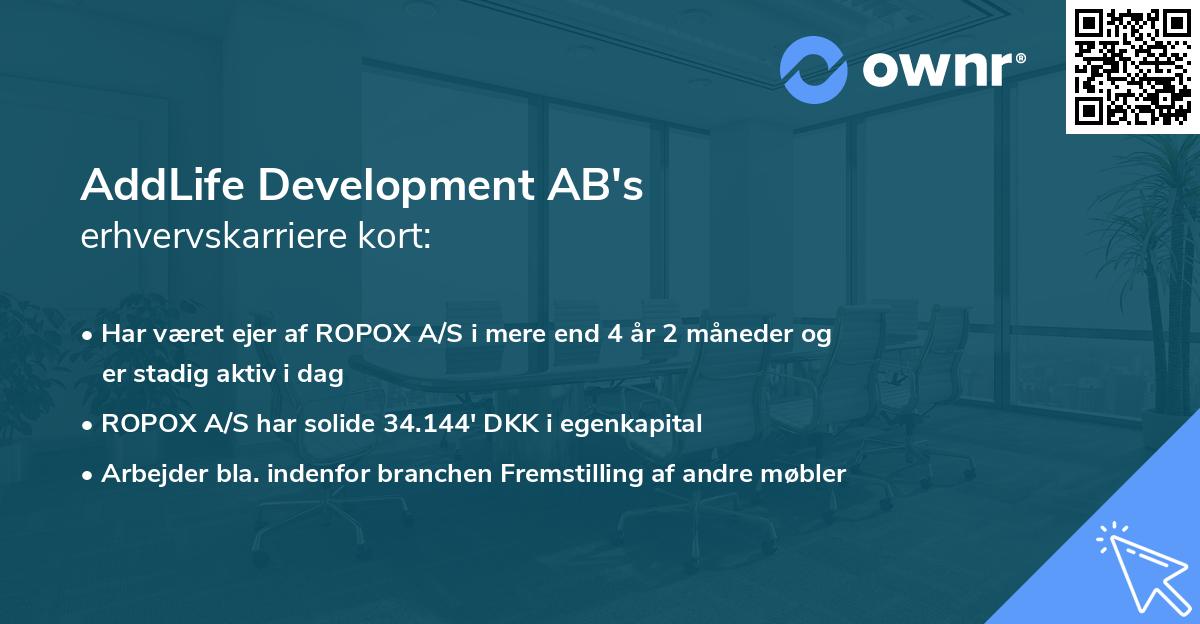 AddLife Development AB's erhvervskarriere kort