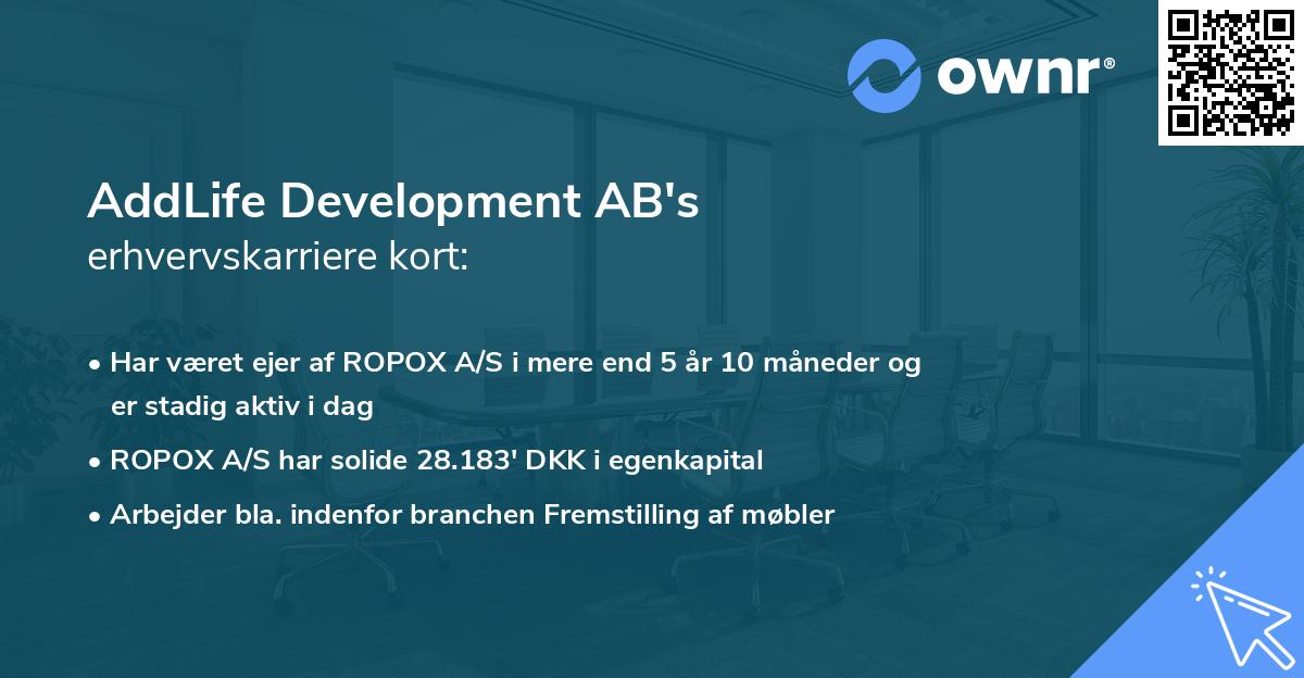 AddLife Development AB's erhvervskarriere kort