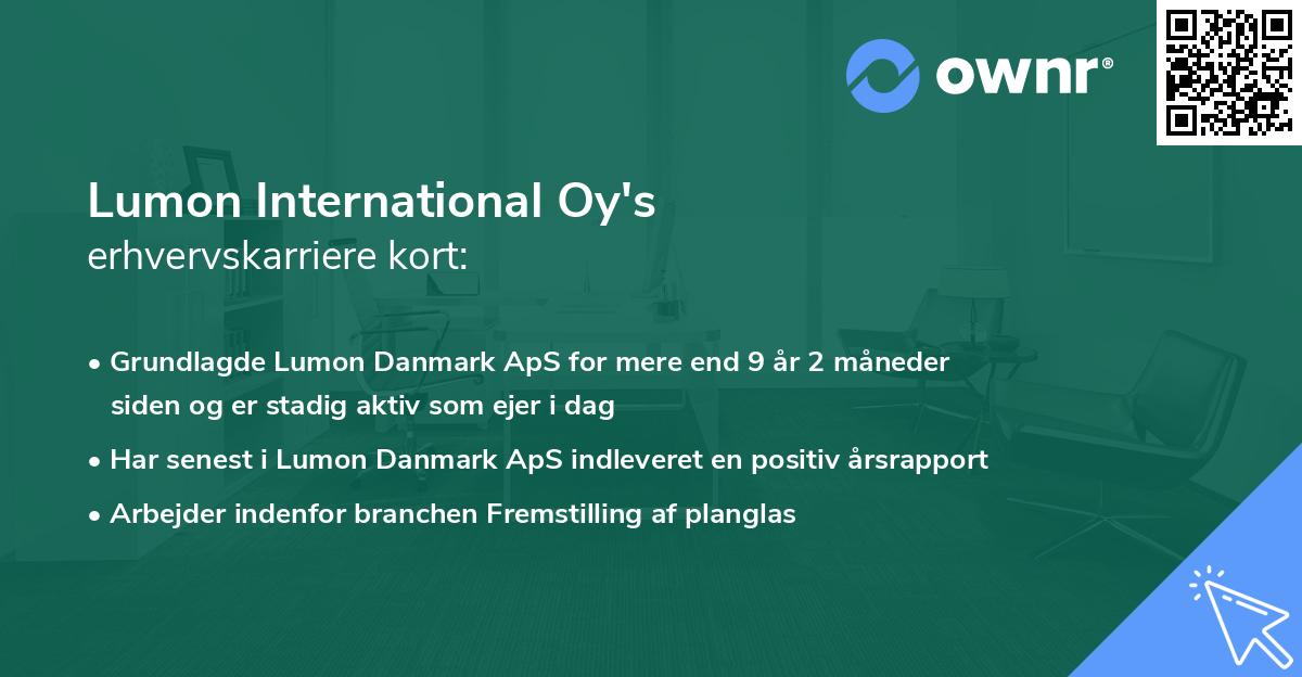 Lumon International Oy's erhvervskarriere kort