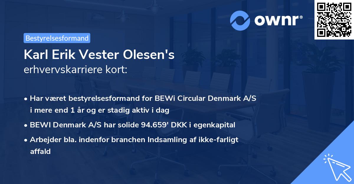 Karl Erik Vester Olesen's erhvervskarriere kort
