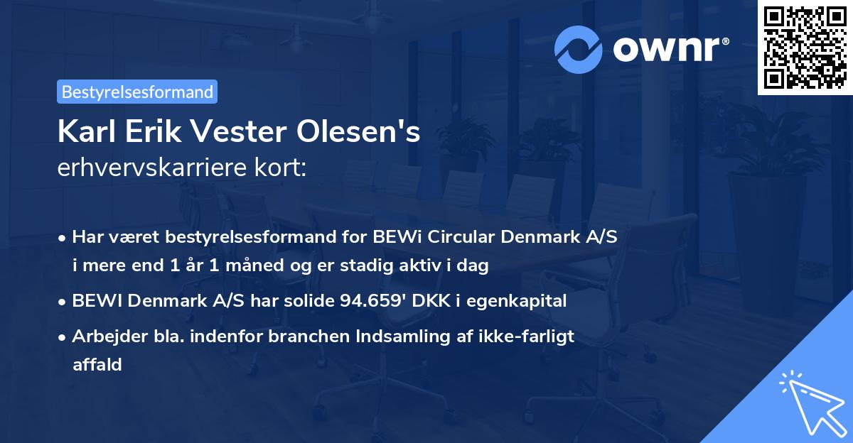 Karl Erik Vester Olesen's erhvervskarriere kort
