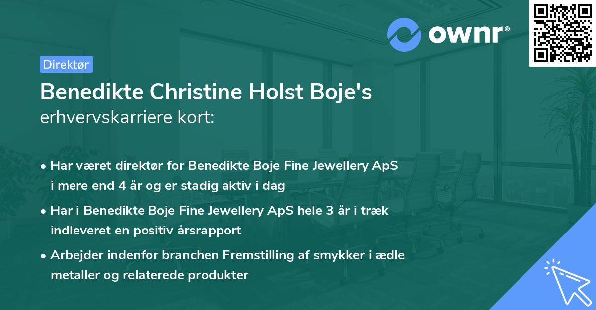 Benedikte Christine Holst Boje's erhvervskarriere kort