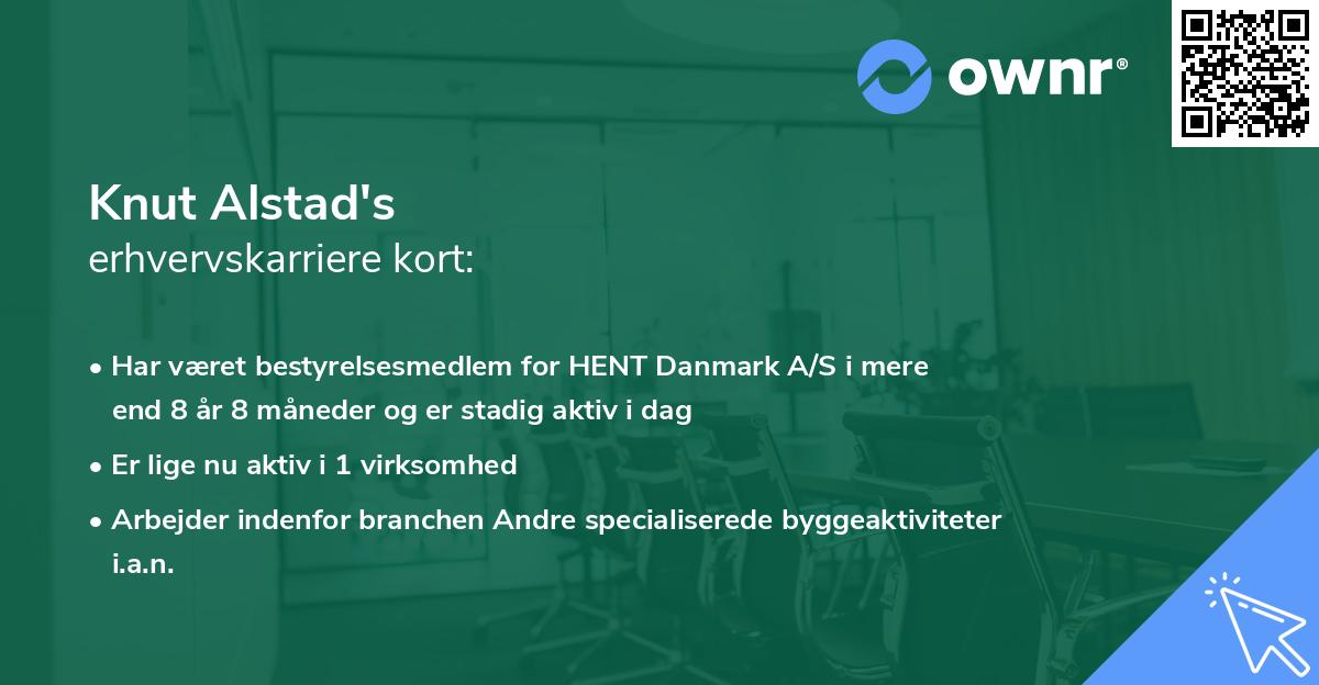 Knut Alstad's erhvervskarriere kort