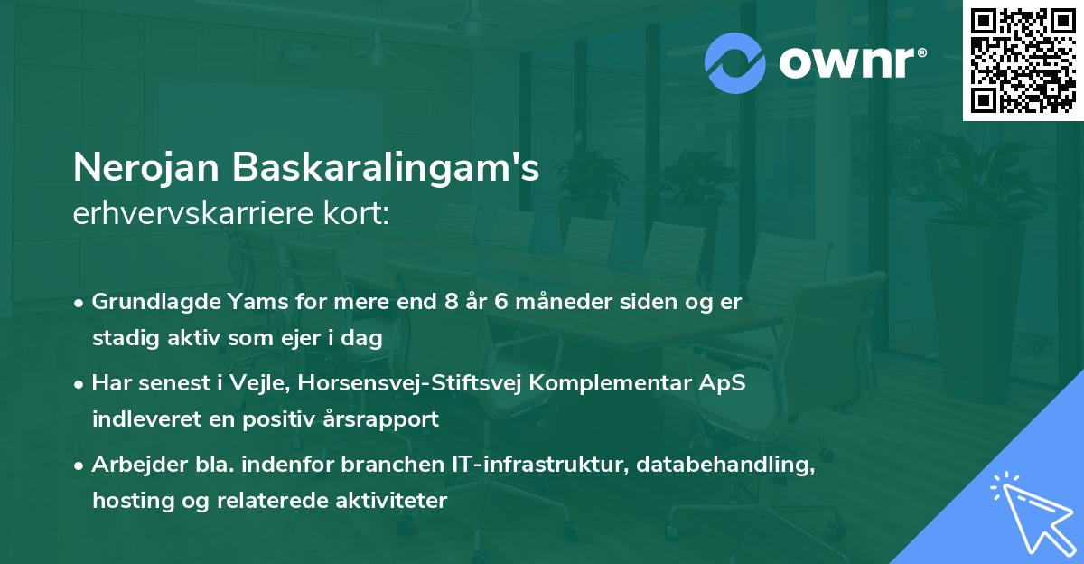 Nerojan Baskaralingam's erhvervskarriere kort