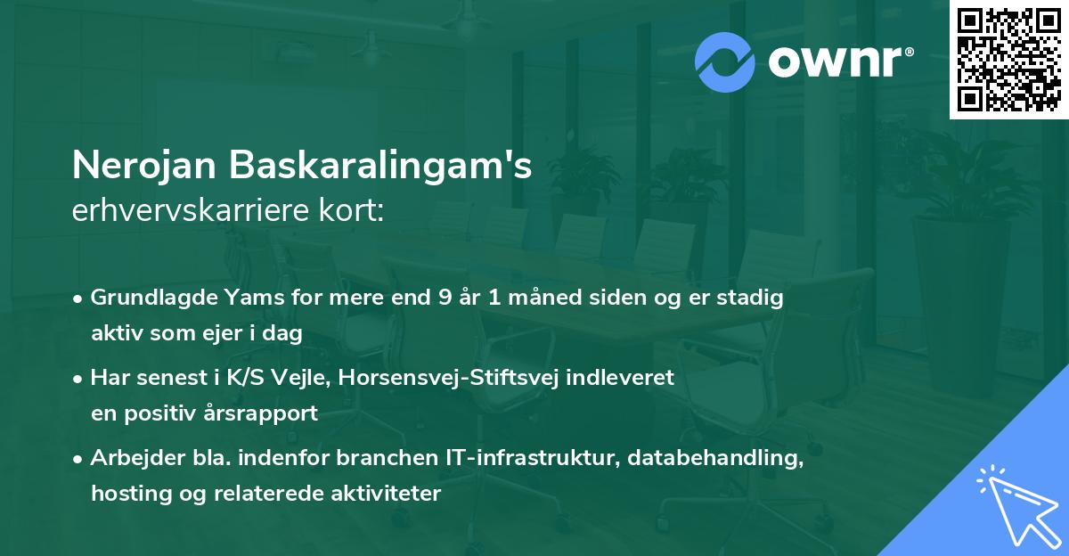 Nerojan Baskaralingam's erhvervskarriere kort