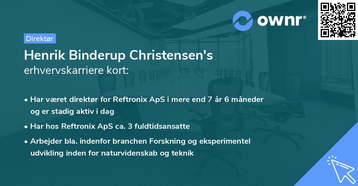 Henrik Binderup Christensen's erhvervskarriere kort