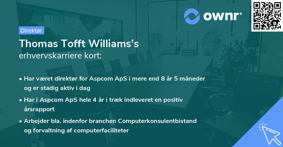 Thomas Tofft Williams's erhvervskarriere kort