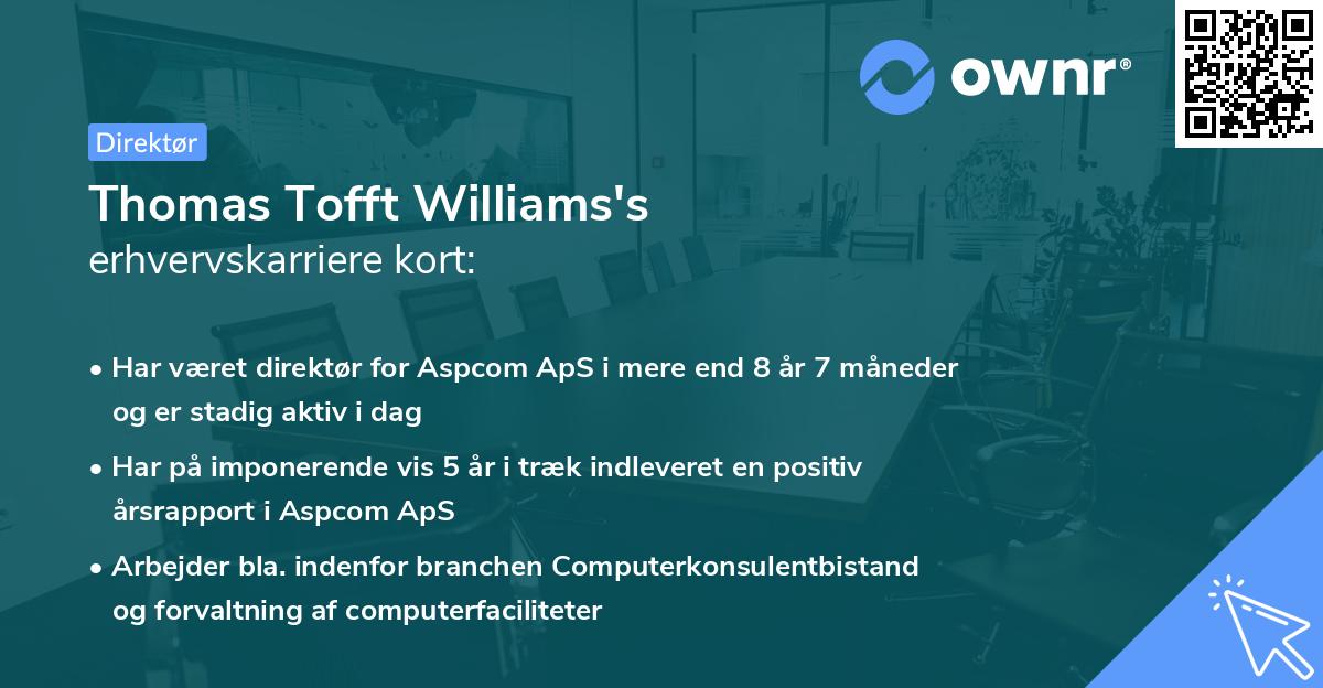 Thomas Tofft Williams's erhvervskarriere kort
