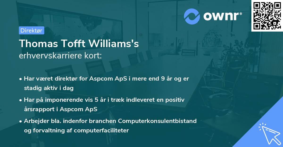 Thomas Tofft Williams's erhvervskarriere kort