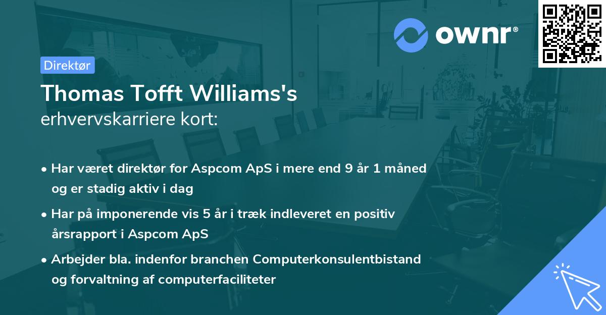 Thomas Tofft Williams's erhvervskarriere kort