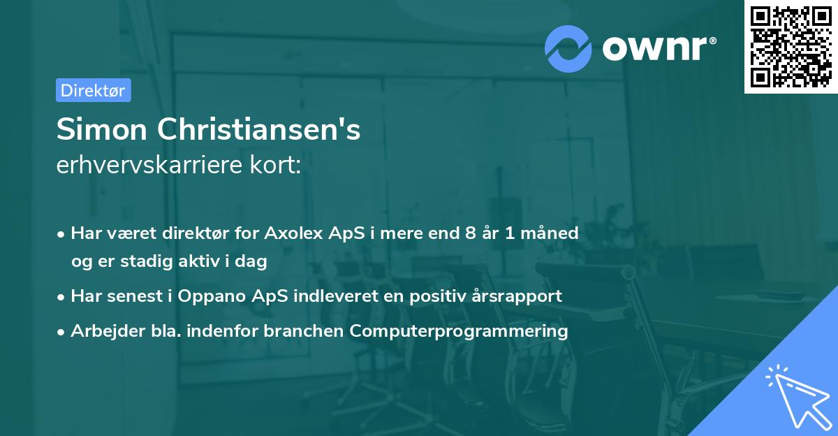 Simon Christiansen's erhvervskarriere kort