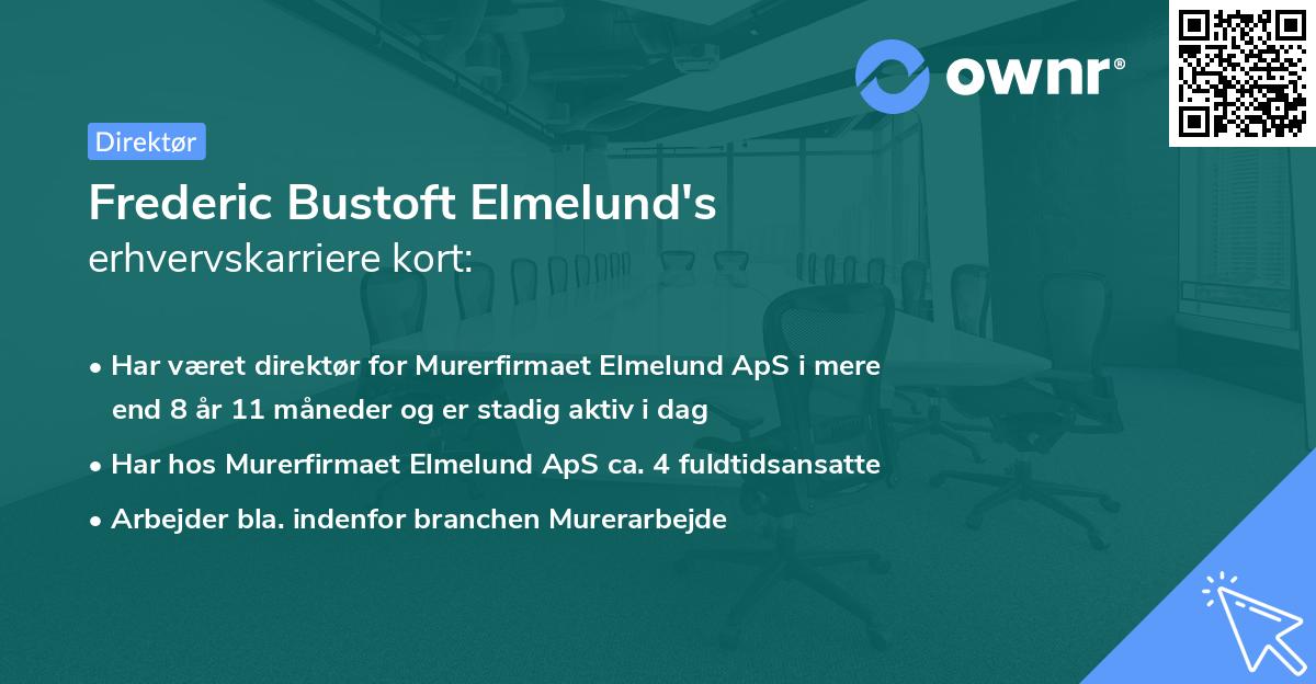 Frederic Bustoft Elmelund's erhvervskarriere kort