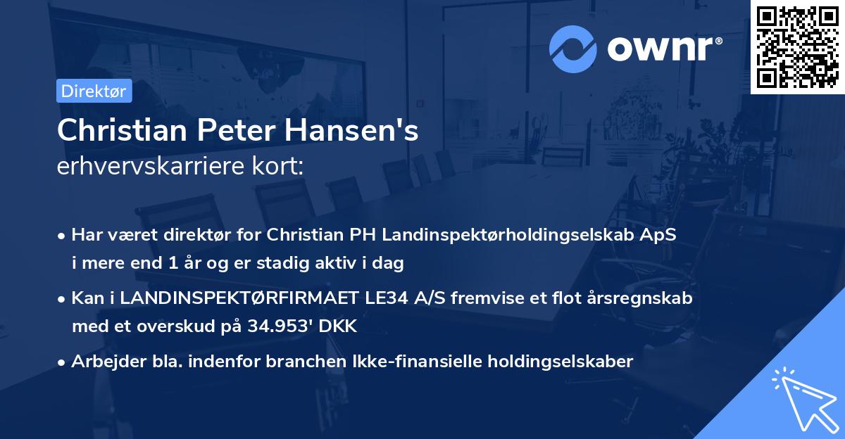 Christian Peter Hansen's erhvervskarriere kort