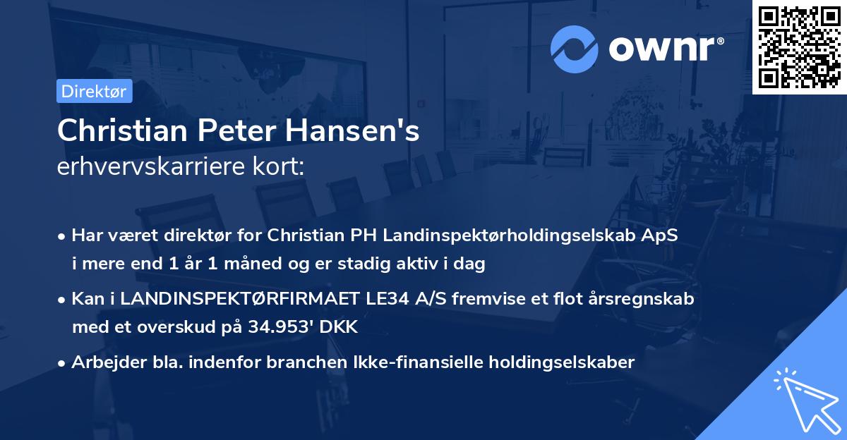 Christian Peter Hansen's erhvervskarriere kort