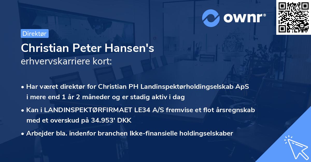 Christian Peter Hansen's erhvervskarriere kort