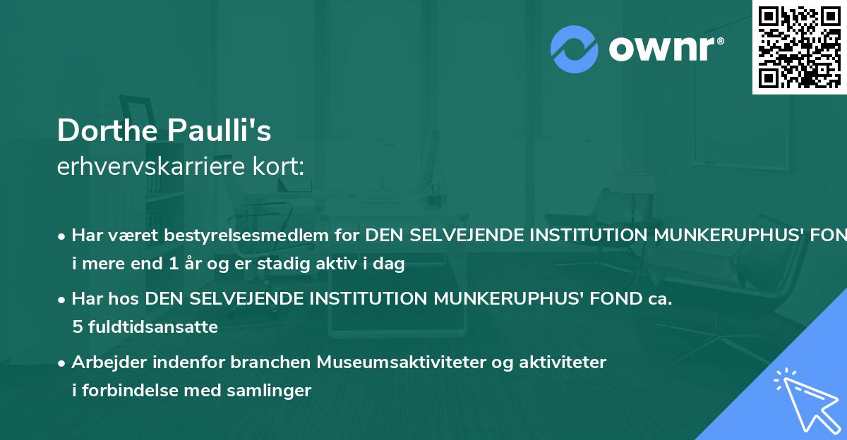 Dorthe Paulli's erhvervskarriere kort