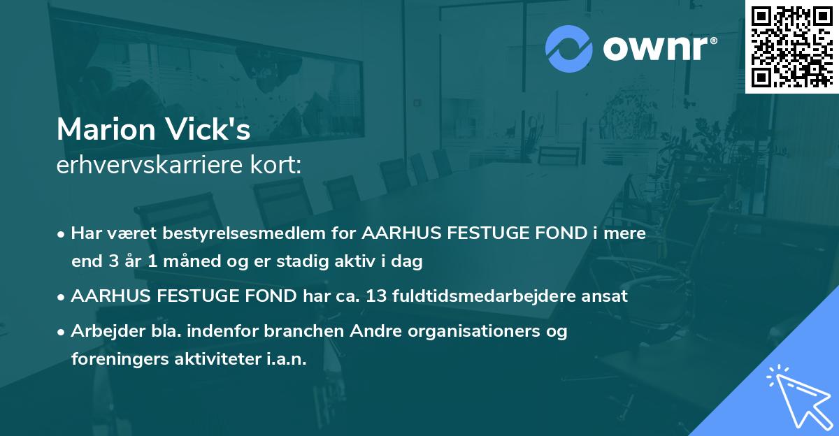 Marion Vick's erhvervskarriere kort