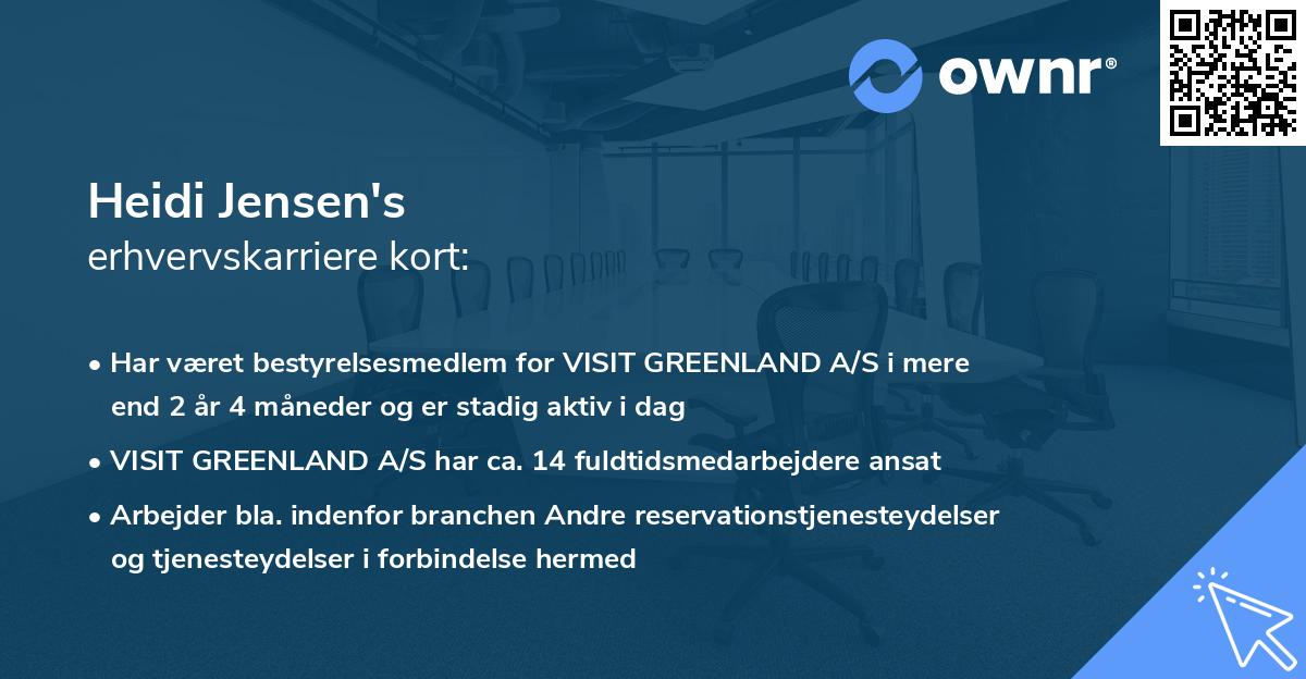 Heidi Jensen's erhvervskarriere kort