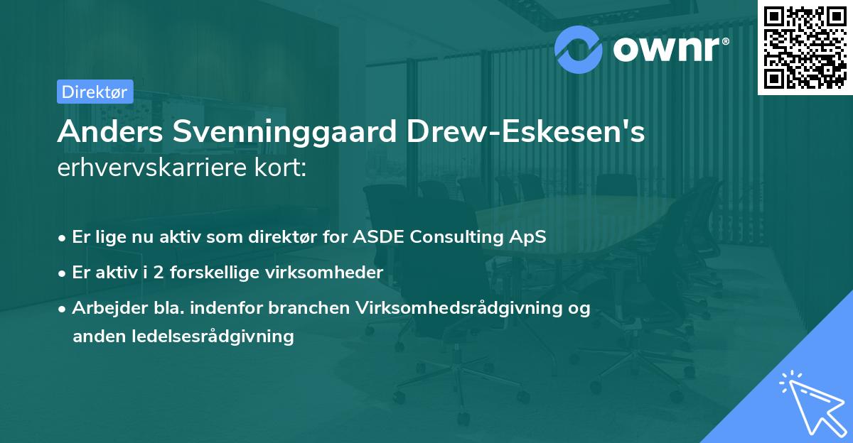 Anders Svenninggaard Drew-Eskesen's erhvervskarriere kort