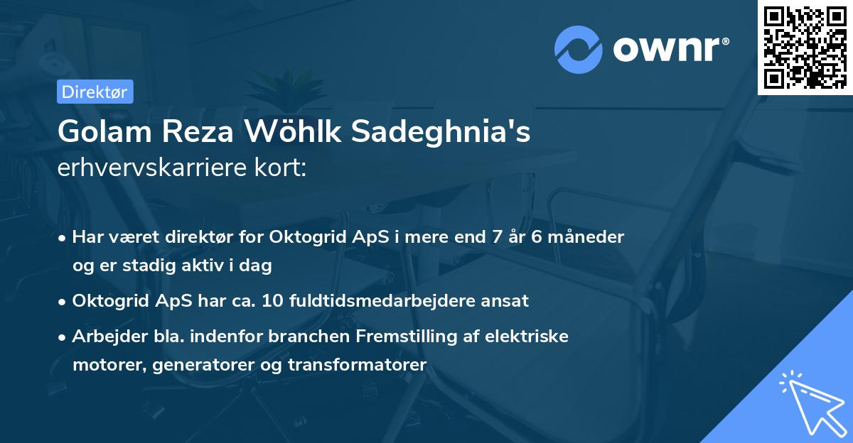 Golam Reza Wöhlk Sadeghnia's erhvervskarriere kort